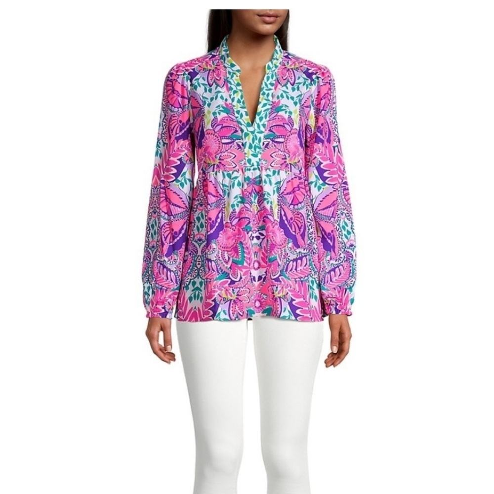 Lilly pulitzer XL pink multi Winona stretch tunic top